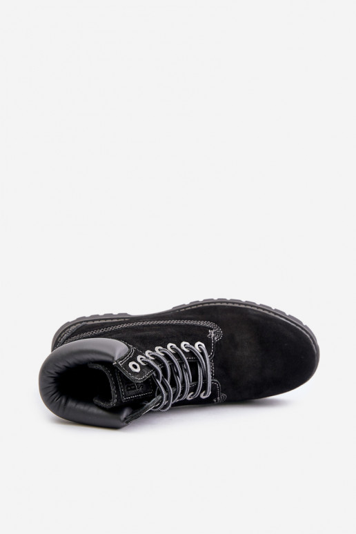 zo semišu zahriať sa topánky pánske Big Star OO174138 HI-POLY SYSTEM čierna