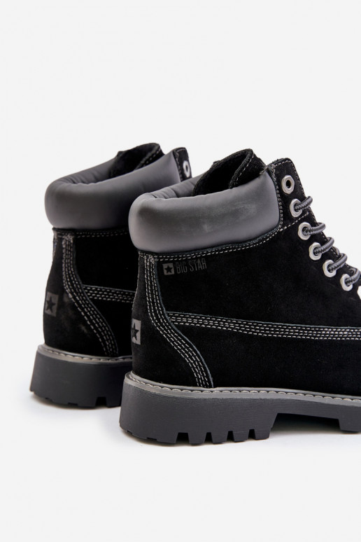 zo semišu zahriať sa topánky pánske Big Star OO174138 HI-POLY SYSTEM čierna
