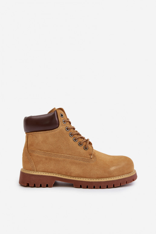 zo semišu zahriať sa topánky pánske Big Star OO174136 HI-POLY SYSTEM Hnedá farba