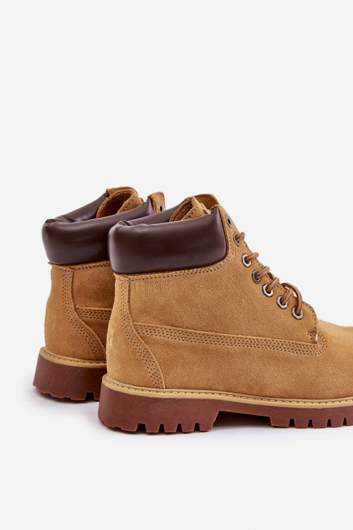 zo semišu zahriať sa topánky pánske Big Star OO174136 HI-POLY SYSTEM Hnedá farba