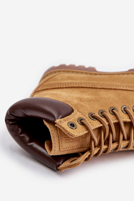 zo semišu zahriať sa topánky pánske Big Star OO174136 HI-POLY SYSTEM Hnedá farba