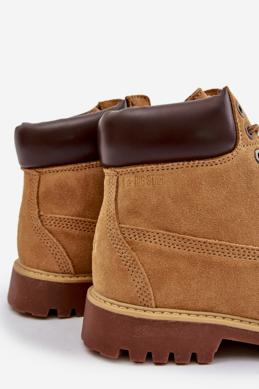 zo semišu zahriať sa topánky pánske Big Star OO174136 HI-POLY SYSTEM Hnedá farba