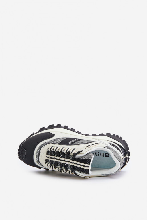 Kožené Tenisky model obuvi Dámske s platformou Big Star OO274A220 HI-POLY SYSTEM biely-čierna Kožené Tenisky model obuvi Dámske s platformou Big Star OO274A220 HI-POLY SYSTEM biely-čierna