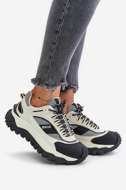 Kožené Tenisky model obuvi Dámske s platformou Big Star OO274A220 HI-POLY SYSTEM biely-čierna Kožené Tenisky model obuvi Dámske s platformou Big Star OO274A220 HI-POLY SYSTEM biely-čierna