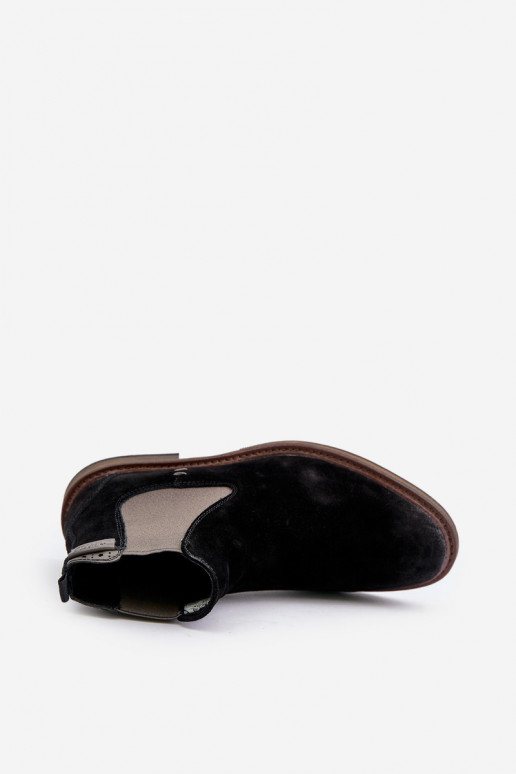 zo semišu štýlové čižmy pánske Big Star OO174154 čierna