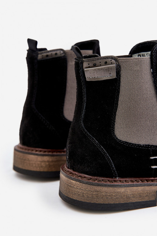 zo semišu štýlové čižmy pánske Big Star OO174154 čierna