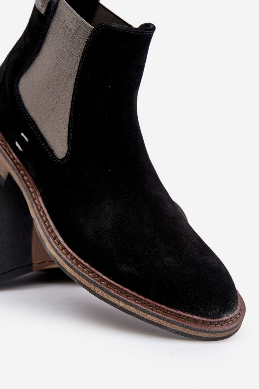 zo semišu štýlové čižmy pánske Big Star OO174154 čierna