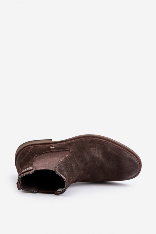 zo semišu štýlové čižmy pánske Big Star OO174155 Hnedá farba