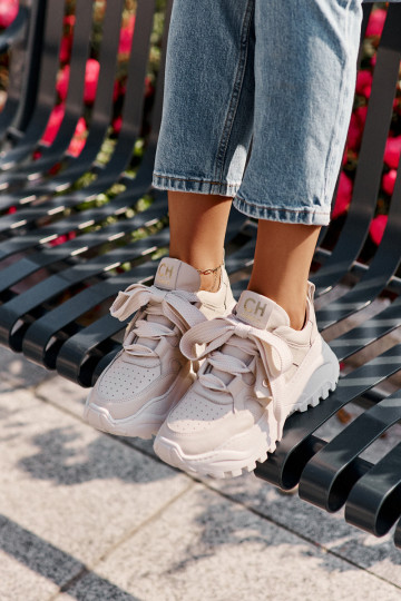 Dámske Kožené Tenisky model obuvi béžová CheBello 4583 2