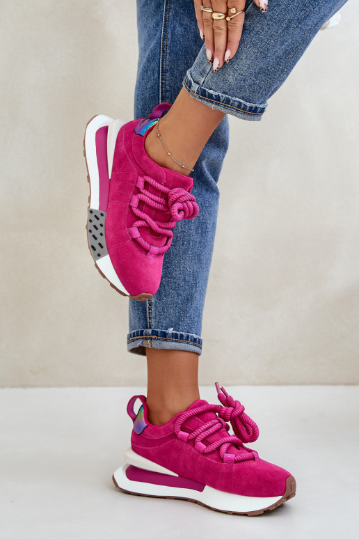 zo semišu Tenisky model obuvi Dámske s platformouGrubym Šnurovaniem Artiker 55C0086 Ružová zo semišu Tenisky model obuvi Dámske s platformouGrubym Šnurovaniem Artiker 55C0086 Ružová