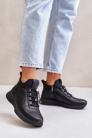 zahriať sa tenisky Kožené Zapnuté Hrad Artiker 55C0041 čierna 2