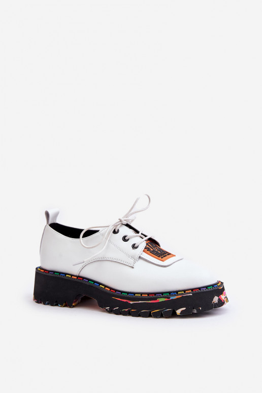 Kožené topánky Dámske so šnúrkami Artiker 55C0500 biela farba Kožené topánky Dámske so šnúrkami Artiker 55C0500 biela farba