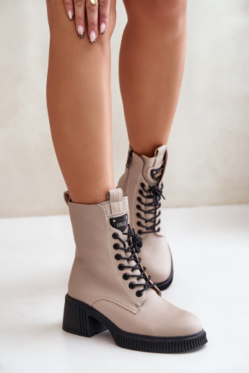 zahriať sa Dámske čižmy Vyrobené z prírodnej kože Vinceza 66671 béžová