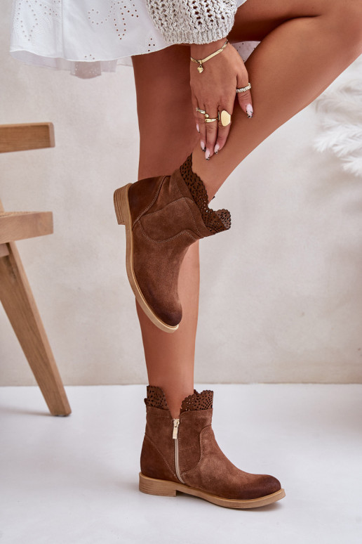 nízke podpätky pre ženy so širokými podpätkami zo semišu LeInski 3624 Hnedá farba nízke podpätky pre ženy so širokými podpätkami zo semišu LeInski 3624 Hnedá farba