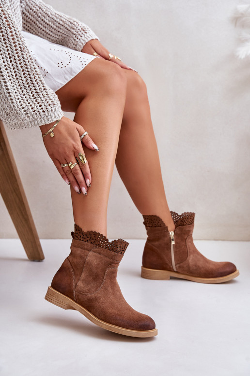 nízke podpätky pre ženy so širokými podpätkami zo semišu LeInski 3624 Hnedá farba nízke podpätky pre ženy so širokými podpätkami zo semišu LeInski 3624 Hnedá farba