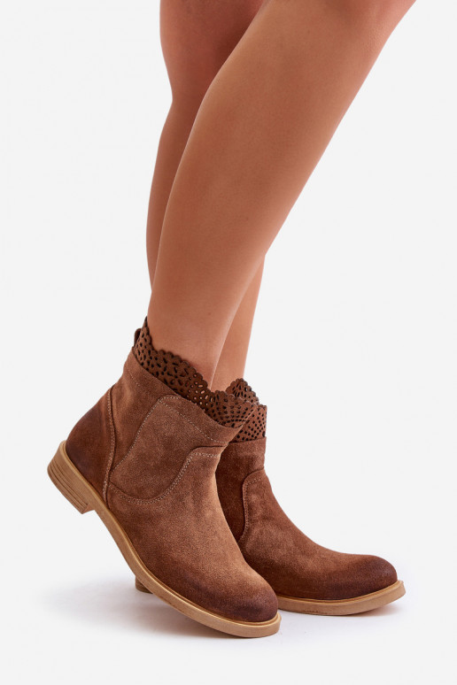 nízke podpätky pre ženy so širokými podpätkami zo semišu LeInski 3624 Hnedá farba nízke podpätky pre ženy so širokými podpätkami zo semišu LeInski 3624 Hnedá farba