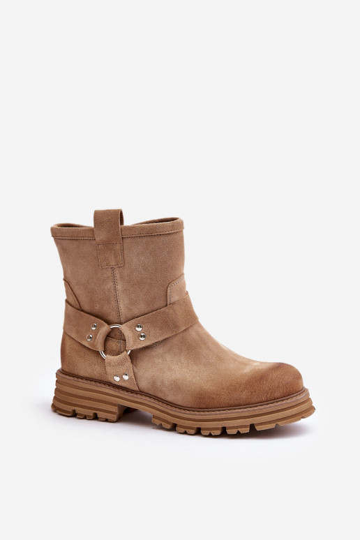 Semišové topánky Dámske so širokými podpätkami LeInski 3610 béžová Semišové topánky Dámske so širokými podpätkami LeInski 3610 béžová