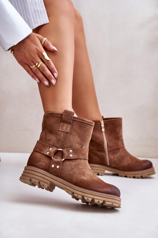 Semišové topánky Dámske so širokými podpätkami LeInski 3610 Hnedá farba Semišové topánky Dámske so širokými podpätkami LeInski 3610 Hnedá farba