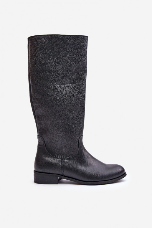 Kožené dámske čižmy Stred lýtok Zapnuté Hrad LeInski 3616 čierna