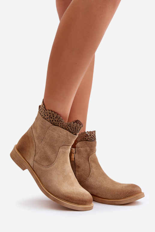 nízke podpätky pre ženy so širokými podpätkami zo semišu LeInski 3624 béžová nízke podpätky pre ženy so širokými podpätkami zo semišu LeInski 3624 béžová