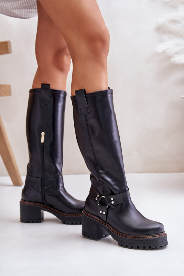 Kožené dámske čižmy Pred kolenom LeInski 3432 čierna