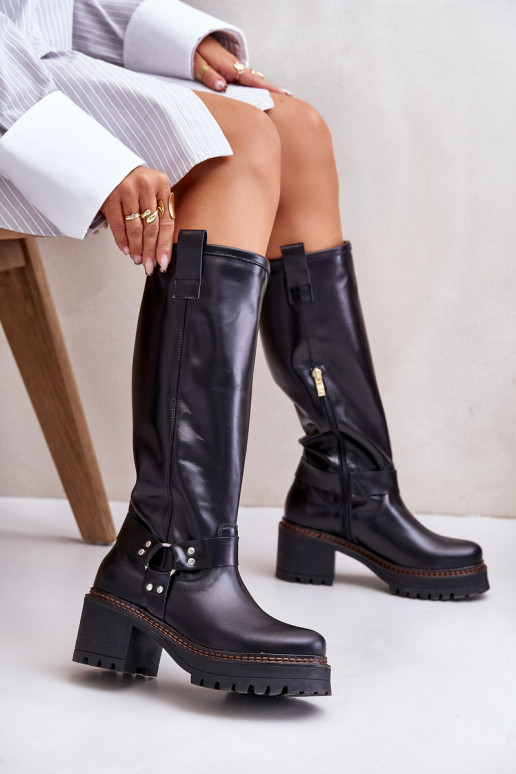 Kožené dámske čižmy Pred kolenom LeInski 3432 čierna Kožené dámske čižmy Pred kolenom LeInski 3432 čierna