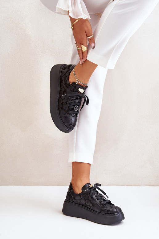 Kožené tenisky s platformou Máciejka 06191-42 čierna Kožené tenisky s platformou Máciejka 06191-42 čierna