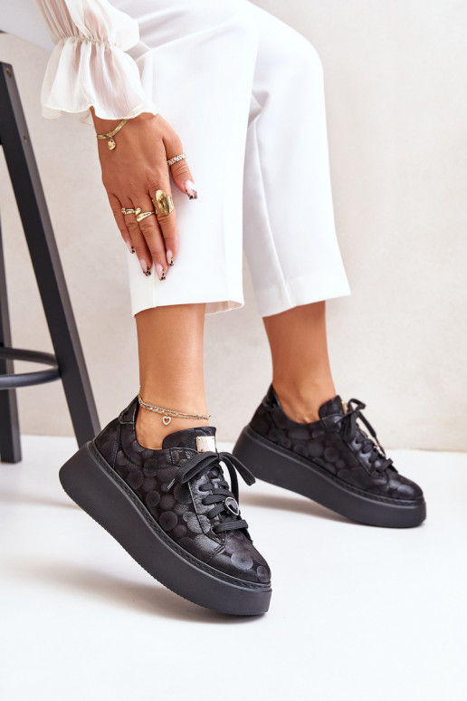 Kožené tenisky s platformou Máciejka 06191-42 čierna Kožené tenisky s platformou Máciejka 06191-42 čierna