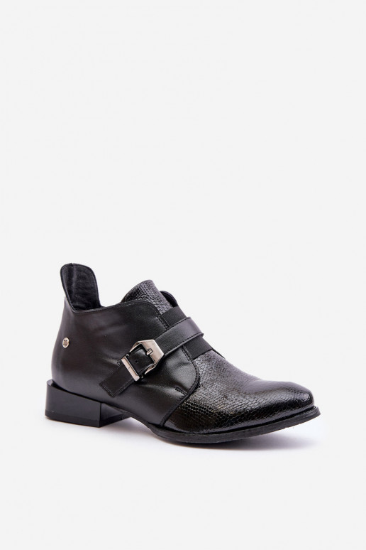 Kožené Nízka Čižmy Zapnuté Hrad Máciejka 06692-01 čierna Kožené Nízka Čižmy Zapnuté Hrad Máciejka 06692-01 čierna