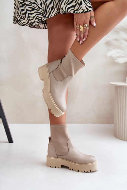 Zazoo 2947 Trvalý model Dámske čižmy Vyrobené z prírodnej kože béžová Zazoo 2947 Trvalý model Dámske čižmy Vyrobené z prírodnej kože béžová