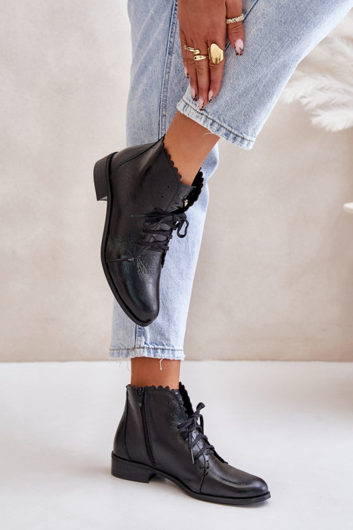 Zazoo 2964 Kožené Čižmy so širokými podpätkami čierna Zazoo 2964 Kožené Čižmy so širokými podpätkami čierna