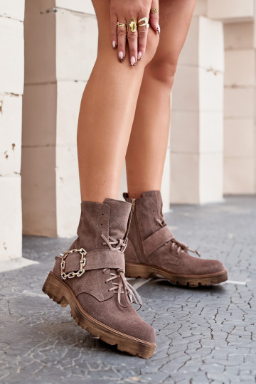 Zazoo 2951 Semišové topánky ozdobiť s prackami béžová