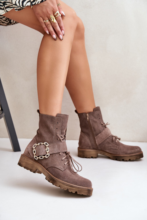 Zazoo 2951 Semišové topánky ozdobiť s prackami béžová Zazoo 2951 Semišové topánky ozdobiť s prackami béžová