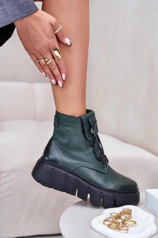 Zazoo 60511 Kožené Dámske čižmy s platformou zahriať sa khaki farby Zazoo 60511 Kožené Dámske čižmy s platformou zahriať sa khaki farby