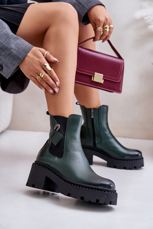 Zazoo 60490 Kožené zahriať sa Čižmy s ozdobami khaki farby Zazoo 60490 Kožené zahriať sa Čižmy s ozdobami khaki farby