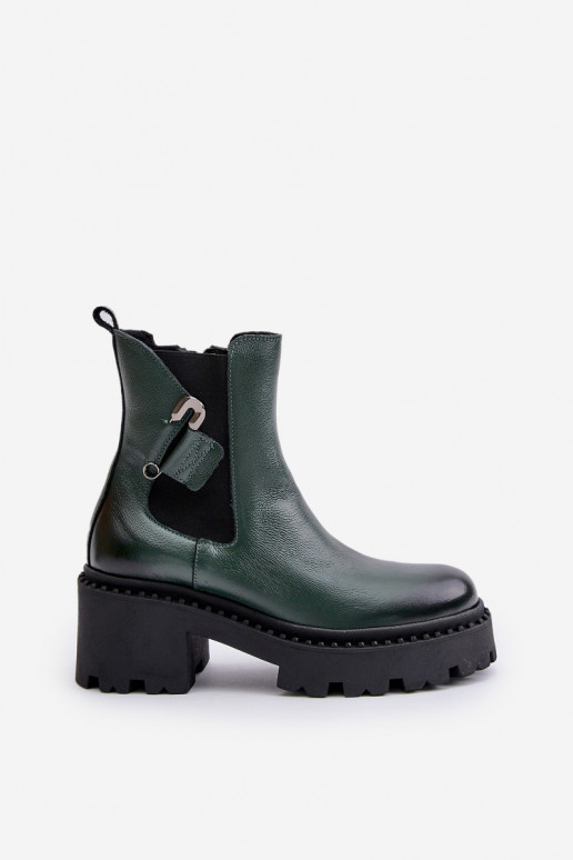 Zazoo 60490 Kožené zahriať sa Čižmy s ozdobami khaki farby Zazoo 60490 Kožené zahriať sa Čižmy s ozdobami khaki farby