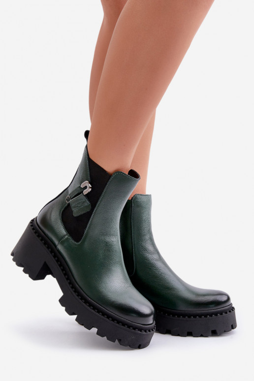 Zazoo 60490 Kožené zahriať sa Čižmy s ozdobami khaki farby Zazoo 60490 Kožené zahriať sa Čižmy s ozdobami khaki farby