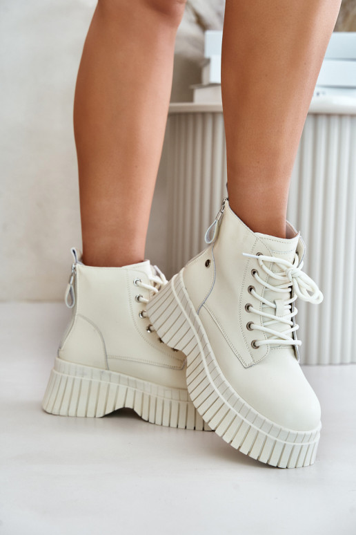 zahriať sa Kožené Čižmy topánky s trendovou masívnou podrážkou GOE OO2N4127slonovina zahriať sa Kožené Čižmy topánky s trendovou masívnou podrážkou GOE OO2N4127slonovina