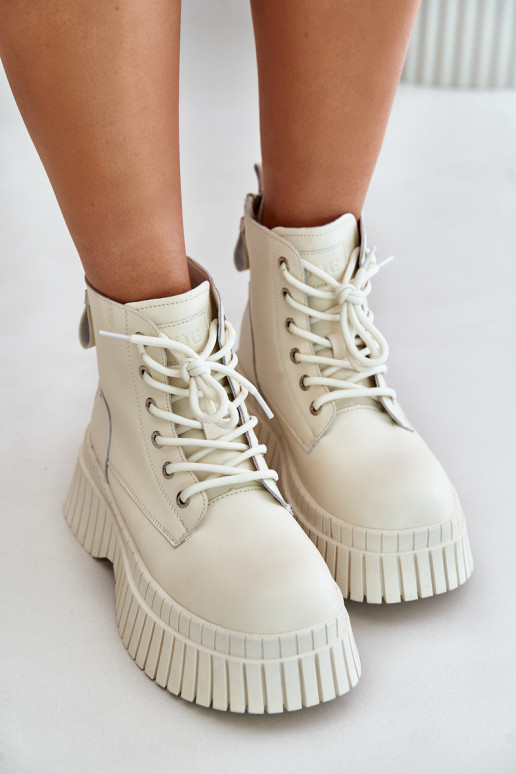 zahriať sa Kožené Čižmy topánky s trendovou masívnou podrážkou GOE OO2N4127slonovina zahriať sa Kožené Čižmy topánky s trendovou masívnou podrážkou GOE OO2N4127slonovina