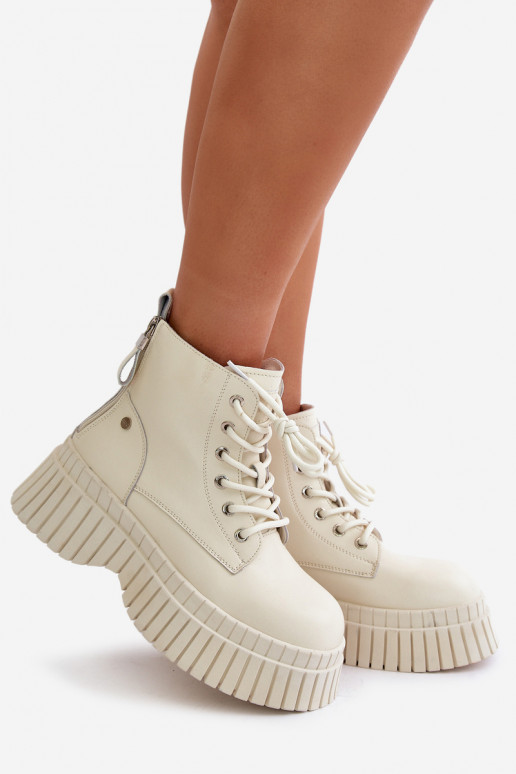 zahriať sa Kožené Čižmy topánky s trendovou masívnou podrážkou GOE OO2N4127slonovina zahriať sa Kožené Čižmy topánky s trendovou masívnou podrážkou GOE OO2N4127slonovina