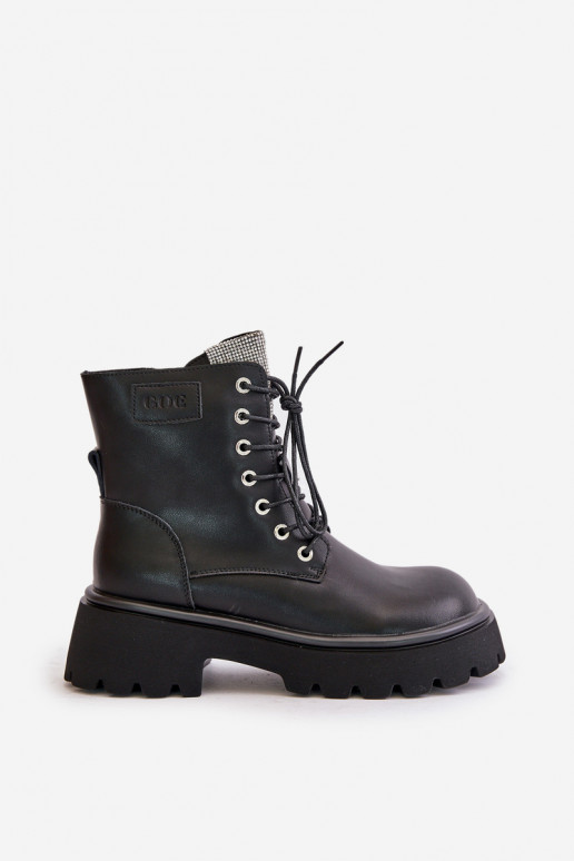 zahriať sa Kožené Pracovné členkové topánky Dámske s trblietavými otvormi GOE OO2N4125 čierna zahriať sa Kožené Pracovné členkové topánky Dámske s trblietavými otvormi GOE OO2N4125 čierna