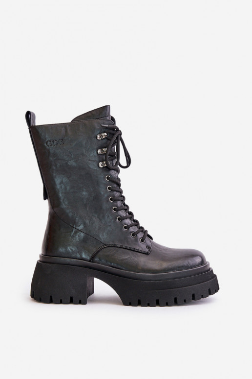 Kožené Pracovné členkové topánky Dámske zahriať sa GOE OO2N4121 čierna