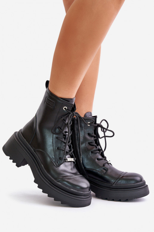 Dámske vysoké jazdecké čižmy Čižmy zahriať sa Vyrobené z prírodnej kože Goe OO2N4115-IN2 čierna Dámske vysoké jazdecké čižmy Čižmy zahriať sa Vyrobené z prírodnej kože Goe OO2N4115-IN2 čierna