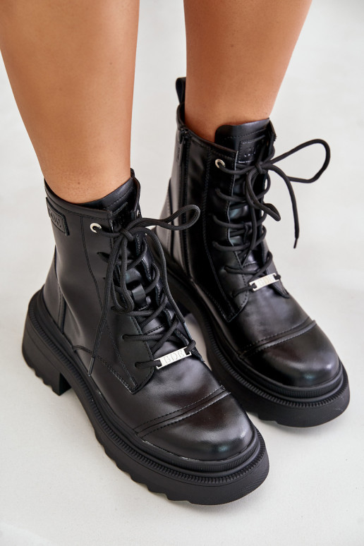 Dámske vysoké jazdecké čižmy Čižmy zahriať sa Vyrobené z prírodnej kože Goe OO2N4115-IN2 čierna Dámske vysoké jazdecké čižmy Čižmy zahriať sa Vyrobené z prírodnej kože Goe OO2N4115-IN2 čierna