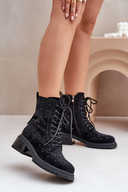 Zdobené Pracovné členkové topánky Dámske zahriať sa D&A MR880-017 čierna Zdobené Pracovné členkové topánky Dámske zahriať sa D&A MR880-017 čierna