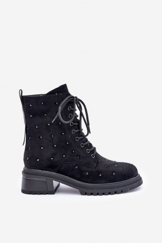 Zdobené Pracovné členkové topánky Dámske zahriať sa D&A MR880-017 čierna Zdobené Pracovné členkové topánky Dámske zahriať sa D&A MR880-017 čierna