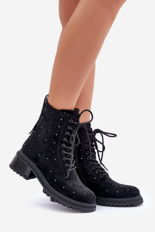 Zdobené Pracovné členkové topánky Dámske zahriať sa D&A MR880-017 čierna Zdobené Pracovné členkové topánky Dámske zahriať sa D&A MR880-017 čierna