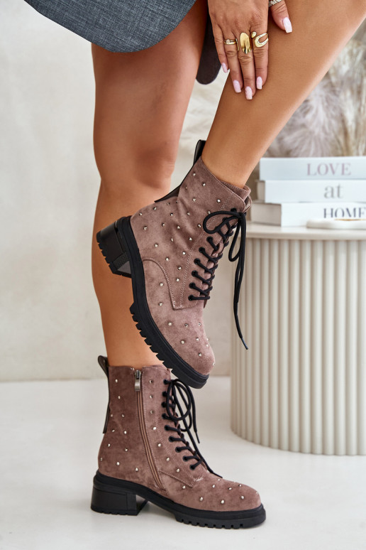 Zdobené Pracovné členkové topánky Dámske zahriať sa D&A MR880-017 hlinené farby Zdobené Pracovné členkové topánky Dámske zahriať sa D&A MR880-017 hlinené farby
