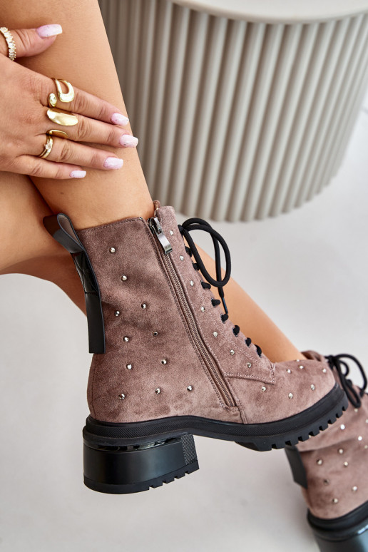 Zdobené Pracovné členkové topánky Dámske zahriať sa D&A MR880-017 hlinené farby Zdobené Pracovné členkové topánky Dámske zahriať sa D&A MR880-017 hlinené farby