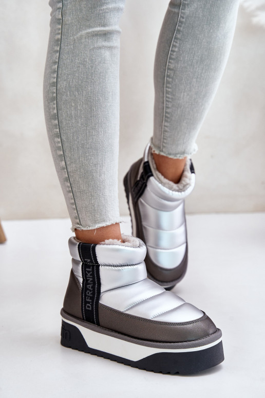 Nízka Snehule Zapnuté hrubej podrážke D.Franklin DFSH371010 strieborná farba Nízka Snehule Zapnuté hrubej podrážke D.Franklin DFSH371010 strieborná farba